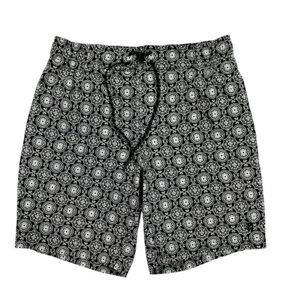 Coolibar Mens Island Swim Trunks size Medium in Black/Grey Printed